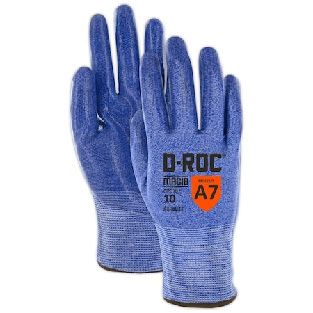 Magid Coated Gloves, Silicone, 6 Abrasion Level, Blue, 1 PR GPD787-5